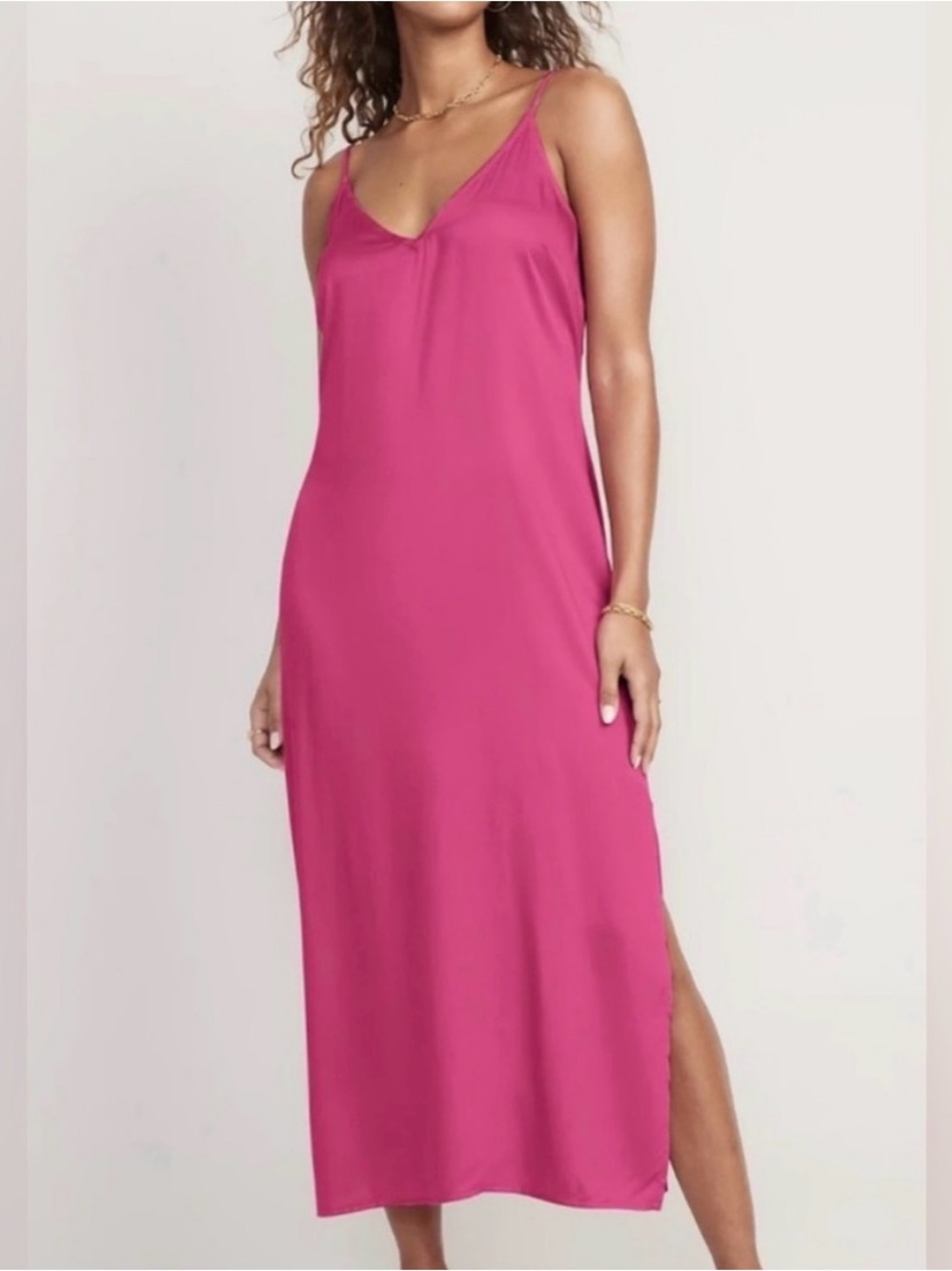 Old Navy Fuchsia Pink Slip Midi Dress